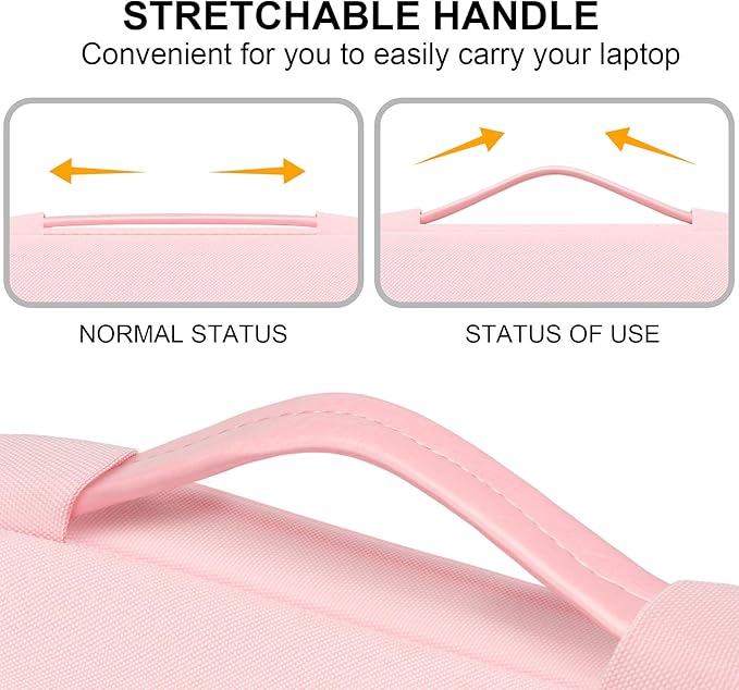 Lacdo 360° Protective Laptop Sleeve Case for 15 inch New MacBook Air M4 A3241 2025, M3 A3114, M2 A2941 2024-2023, 15 inch MacBook Pro A1990 A1707, Dell XPS 15 Plus Computer Bag, Water-Resistant, Pink