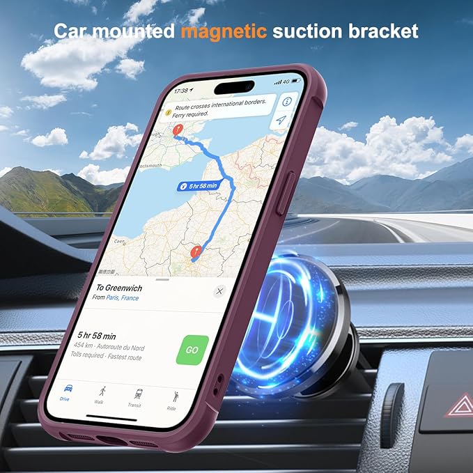 Compatible with iPhone 12 Pro Max Case & iPhone 13 Pro Max Case with Invisible Magnetic O-Ring Stand Translucent Phone Cases 6.7" [Compatible with Mag-Safe][Great Grip Feeling], Wine Red