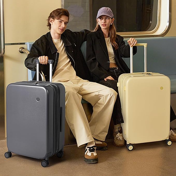 mixi 26 Inch Large Expandable Checked Luggage Suitcase with Spinner Wheels, Hardside Rolling Travel Suitcase PC with TSA Lock, Lark Yellow