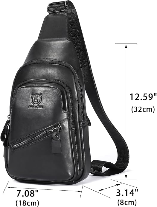 LUKZIJAES Genuine Leather Sling Bag for Men
