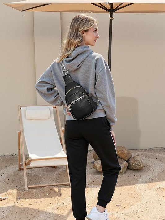 Small Leather Sling Bags for Women Fashion Crossbody Backpack Purse Sling Crossbody Bags