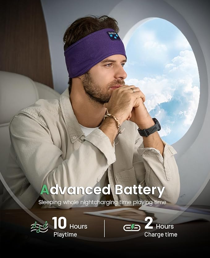Perytong Sleep Headphones Sleeping Bluetooth Headband, Soft Headphone Band with Ultra-Thin Speakers Perfect for Side Sleepers, Running, Workout, Jogging, Yoga, Insomnia Cool Gadgets
