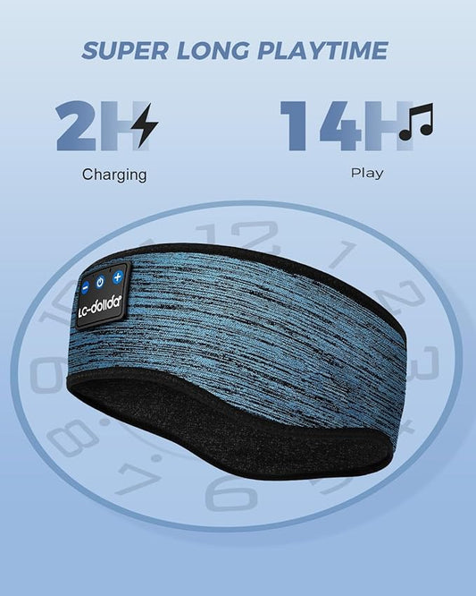 LC-dolida Boho Sleep Headphones Headband, Over Ear Bluetooth Headphones Wireless Womens Headbands, Wireless Earphones Sweat Resistant Band Music Sleeping Eye Mask Earbuds for Sports Unique Gifts