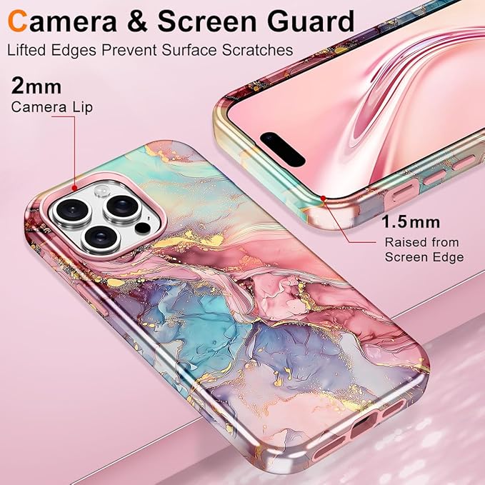 Btscase for iPhone 15 Pro Max Case [Compatible with Magsafe] [Military-Grade Drop Protection] Slim Anti-Scratch Smooth Touch TPU Bumper Shockproof Magnetic Phone Case for Women Girls Men, Rose Gold