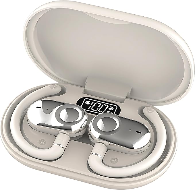 Open Ear Earbuds, Open Ear Headphones with 16mm Speakers, Bluetooth 5.4 Wireless, Biaxial Rotation, Lightweight, 20H Playtime, Over Ear Bluetooth Headphones for Running, Workout, IPX5 Waterproof