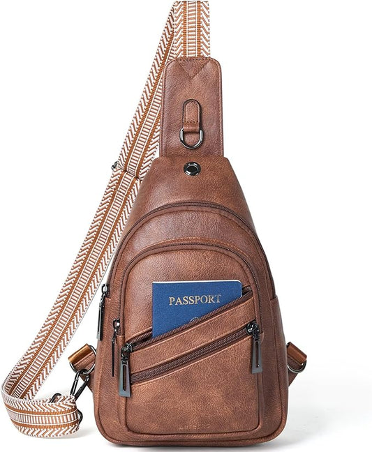 Sling Bag for Women Crossbody Purse Leather Crossbody Bag Fanny Pack Chest Pack for Travel Everyday Vacation