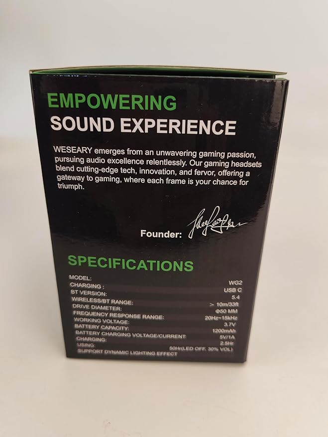 WG2 Wireless Gaming Headsets with Microphone for PS5, PS4, PC, Switch, Mac, Crystal Stereo Bluetooth Headphones, Wireless Headset 2.4GHz with Lossless Audio, 50 Hr Battery, Cool LED