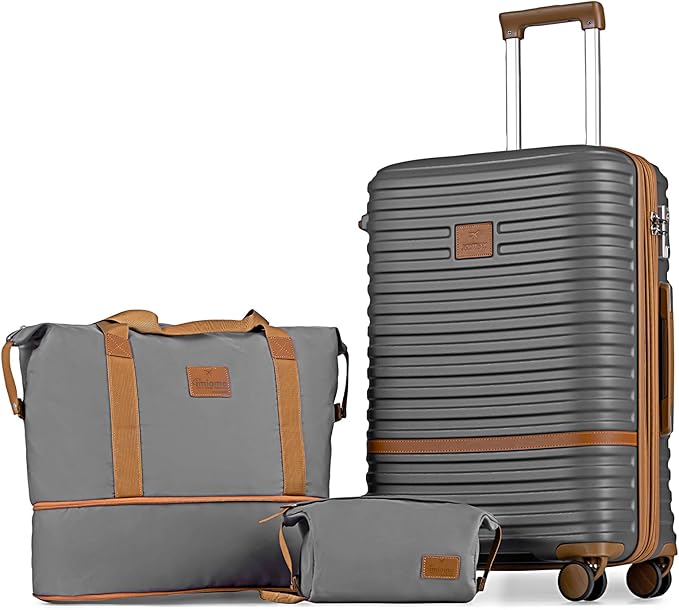 Joyway 24 Inch Checked Luggage, Expandable Suitcase with Spinner Wheel, 3 Piece Hard Shell Luggage Set with TSA Lock(Grey)