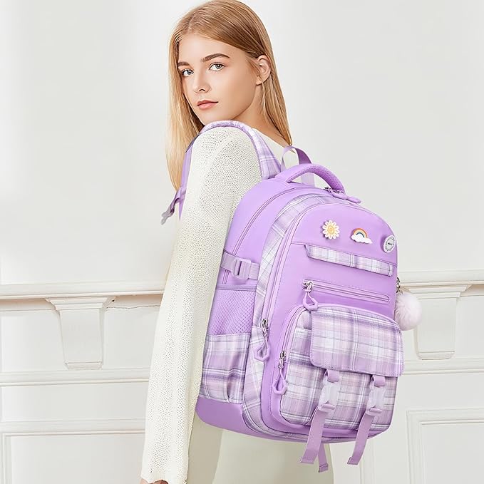 MOMUVO Girls Backpack with Lunch Box, Backpacks for Teen Girls, Backpack and Lunch Box Set