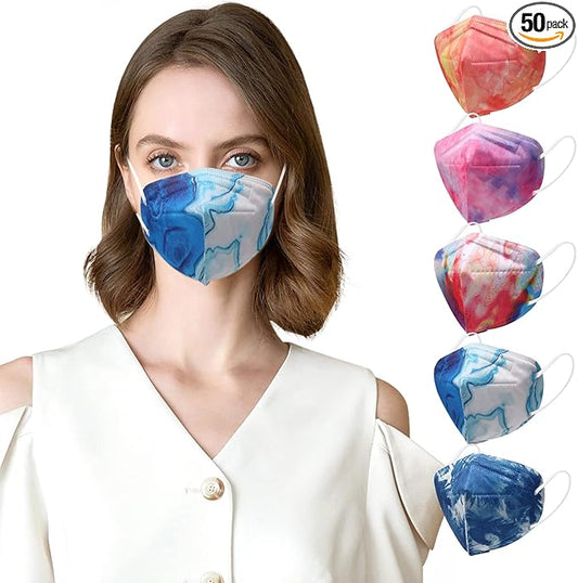 KN95 Face Masks 50 Pack 5-Ply Breathable Safety Respirator Multicolor Cup Dust Disposable KN95 Mask