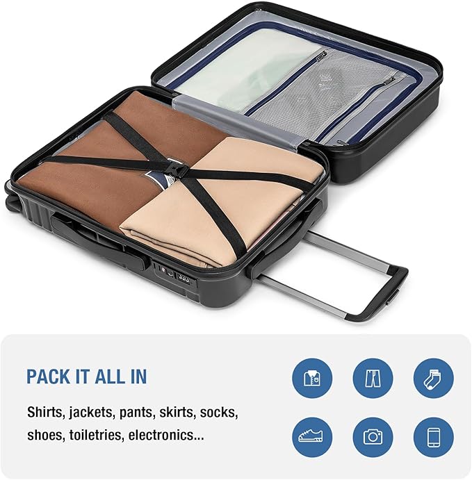 KYME Carry On Luggage 22x14x9 Airline Approved with TSA Lock Hard Shell Carry On Suitcase Lightweight Suitcases with Wheels Small Luggage for Men Women,Carry-On 20 Inch,Black