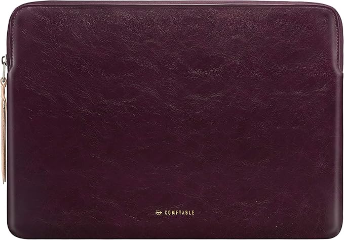 Comfyable Slim Laptop Sleeve Compatible with 13 Inch MacBook Air 13 in M4 M3 M2 M1, 13" MacBook Pro, PU Leather Bag Water-Resistant Cover Case, Berry Brown