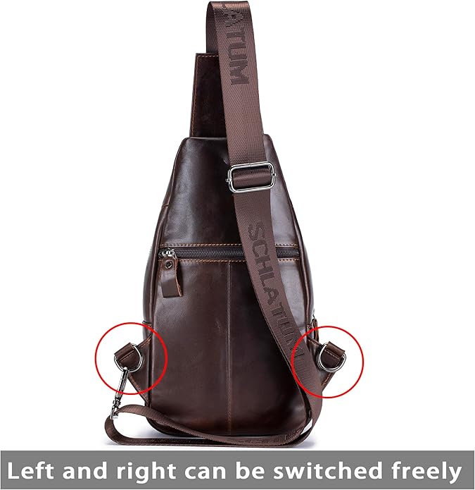 LUKZIJAES Genuine Leather Sling Bag for Men