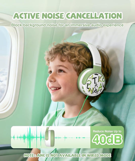 Kids Active Noise Cancelling Headphones - 60H Playtime, 85dB Safe Volume, USB-C Fast Charge, Bluetooth 5.4 - Wireless Headphones for iPad/Airplane/Tablet