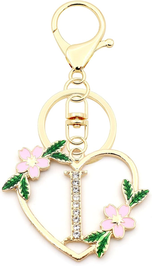 Elechobby Heart Shape Letter Keychain - Cute Accessory for Women,Sister,Mom,Bestie, Handbag Backpack Charm,Car Keyring