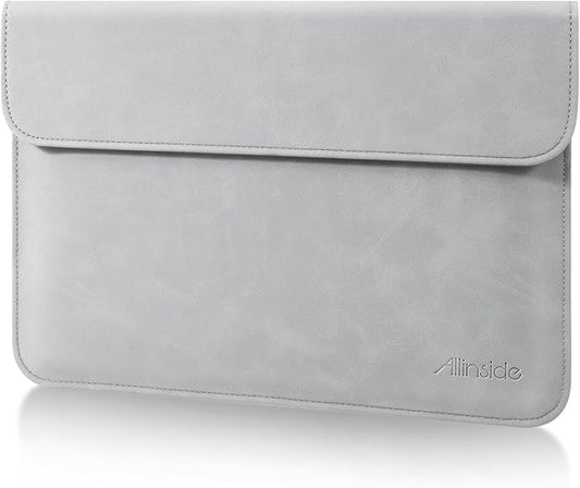 Allinside 13 Inch Laptop Sleeve Case for MacBook Air 13 2018-2025/MacBook Pro 13 2016-2022/Macbook Pro 14 2021-2024, Waterproof PU Leather Horizontal Envelope Protective Case Cover, Gray