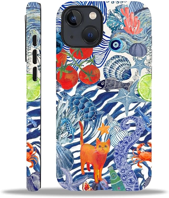 Case for iPhone 13 iPhone 14,Leopard Cherry Shell Aesthetics for Woman Men Full Body Protective Cover Shockproof 2 in 1 Silicone + Hard PC Design Case