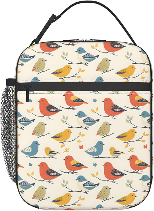 Bird Lunch Box Insulated Lunch Bag for kids Girls Boys Women,Reusable Lunch Box Containers for Women Men,Durable Cooler Tote Bag Lunchbox for Office/School/Picnic
