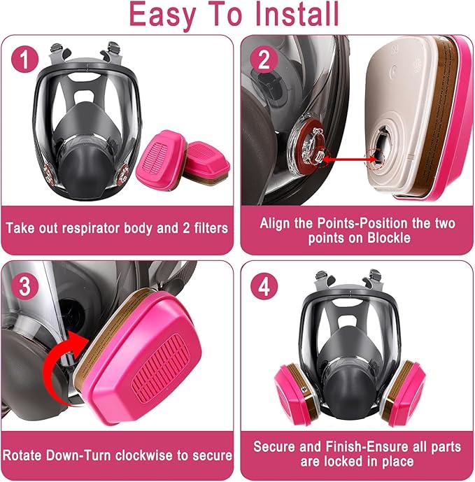 Full Face Respirator Gas Mask, 6800 Reusable Respirator Mask with Filters 60921, Anti-Fog, Perfect for Paint, Spray, Dust, Welding, and Chemical Protection