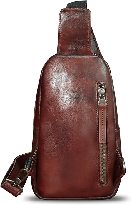 Genuine Leather Sling Bag for Women and Men Vintage Handmade Leather Sling Backpack Shoulder Crossbody Bag Chest Purse