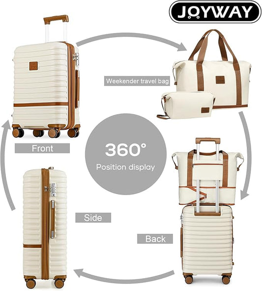 Joyway 28 Inch Luggage with Spinner Wheels, Lightweight Hard Shell Large suitcase, 3 Piece Luggage Sets with TSA Lock, White