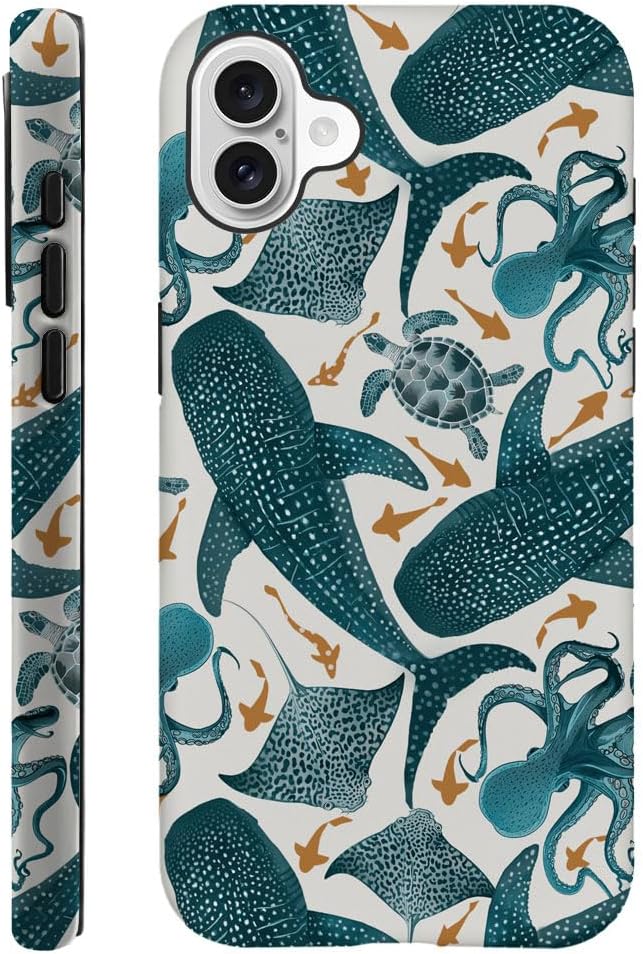 DAIZAG Case Compatible with for iPhone 16 Plus,Octopus Turtle Manta Ray Whale Phone Case for iPhone 16 Plus for Girl Women Boy Men