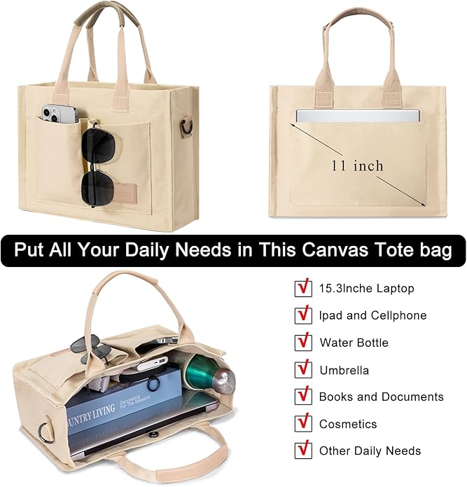 Tote Bags for Women Canvas Tote Purse Crossbody with Pockets Top Handle Shoulder Satchel Bag for Women