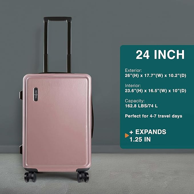 Luggage Sets 2 Piece, 24 Inch Suitcase and 28 Inch Luggage with Spinner Wheels, Durable Hard Shell Suitcase Set, Expandable Travel Suitcases with Wheels, Pink