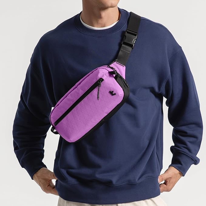 tomtoc 3.5L X-Pac Sling Bag with RFID Blocking, Crossbody Bag Minimalist Chest Shoulder Pack for Men/Women, Water-resistant Lightweight Casual Funny Pack for Travel/Daily Commute