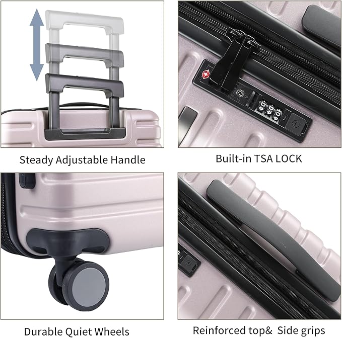 EMPSIGN Carry On Luggage with Spinner Wheels, Hard Shell Carry-On Expandable Suitcase 21x14x9 Airline Approved & Built-in TSA Lock, Durable Travel Rolling Suitcase, Carry-On 20-Inch, Light Purple