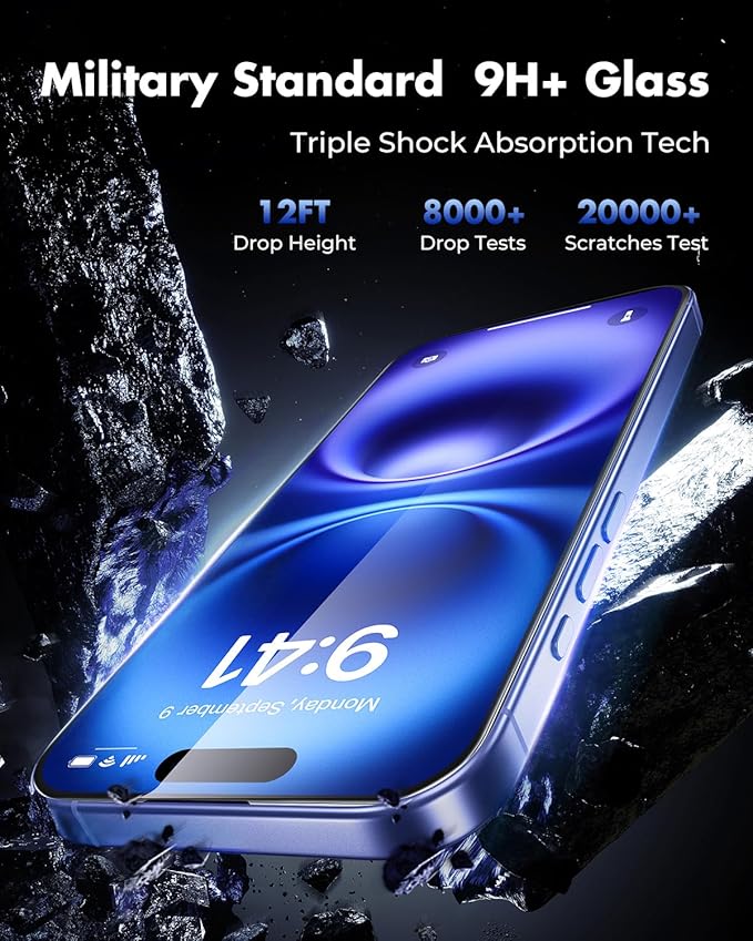 UNBREAKcable 3-Pack Screen Protector for iPhone 16 Tempered Glass - [One-Pull Perfection] [Auto Dust-Elimination] [9H+ Hardness] [99.99% HD Clear] Full Coverage for iPhone 6.1 inch