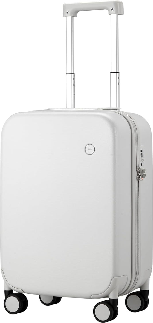 mixi Upgrade Carry on Luggage Suitcases with Spinner Wheels, Hardside Rolling Suitcase PC with TSA Lock Lightweight Travel Case 20in Carry-On, Fine Grid Smoke White