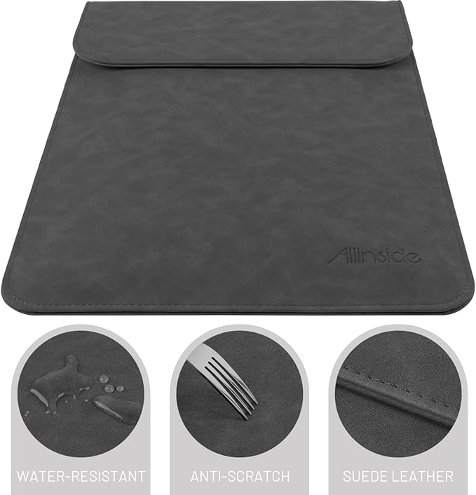 Allinside 13 inch Laptop Sleeve Case for with MacBook Air 13 2018–2025 (M2 A2681 M3 A3113 M4 A3240)/MacBook Pro 13 2016–2022 (A2251 A2289 A2338 M1 M2), PU Suede Leather Laptop Case Cover, Black