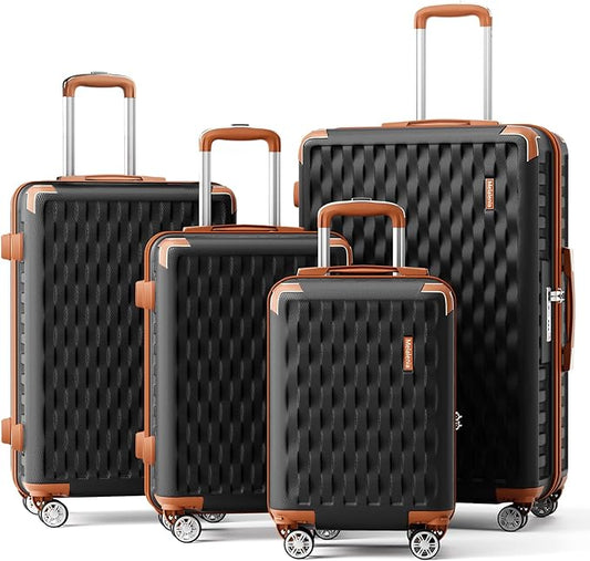 Melalenia Luggage Sets 4 Piece Suitcase Set,Hard Shell Carry on Luggage Travel Suitcases with Spinner Wheels and TSA Lock, Lightweight Luggage Set for Women