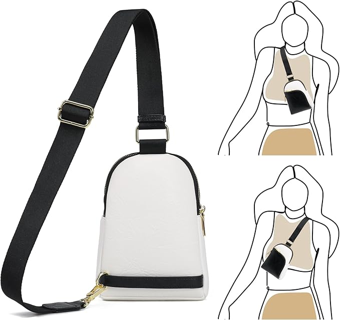 INICAT RFID Blocking Sling Bag Leather Crossbody Bags for Women Fanny Pack Cross Body for Woman Chest Bag for Travel 1.9L