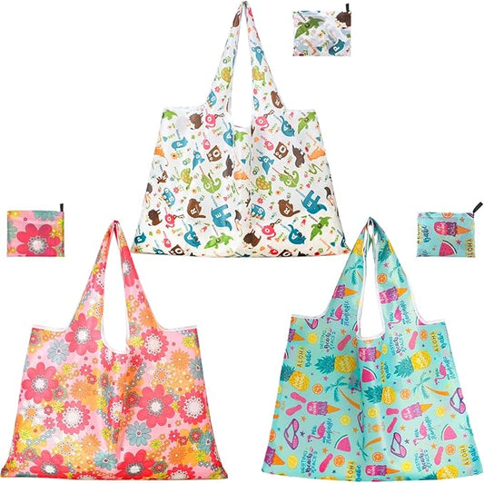 Extra Large 50Lbs Foldable Reusable Shopping Bags, 3 Pcs Reusable Grocery Bags with Handles Bulk, Market Tote Bags