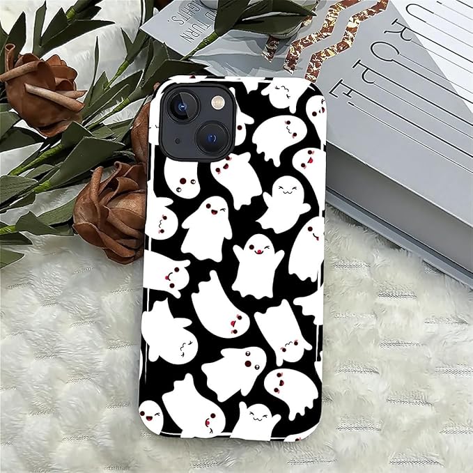 Case for iPhone 14 Plus Case,Halloween Ghosts Bats Design - Hybrid Dual Protection Silicone + Hard PC Shockproof Full Body Cover Slim Anti-Scratch Protective Case for Men Women