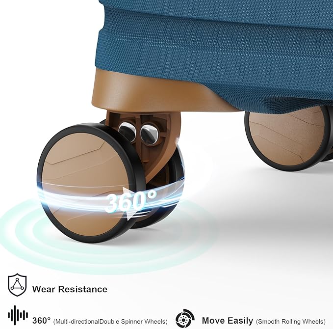 Joyway Carry on 20Inch &24 In Checked Luggage Set, 2-Piece Expandable Suitecase Set with Spinner Wheel, Hard Shell Suitcase with TSA Lock(Navy Blue)