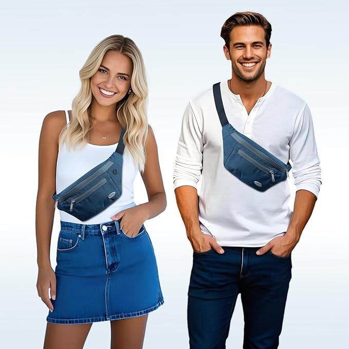 Entchin Fanny Pack for Women Men,Crossbody Belt Bag with 4-Zipper Pockets,Adjustable Waist Bag Pack,One of the Most Popular Travel Essential Gifts for Walking,Traveling,Cycling