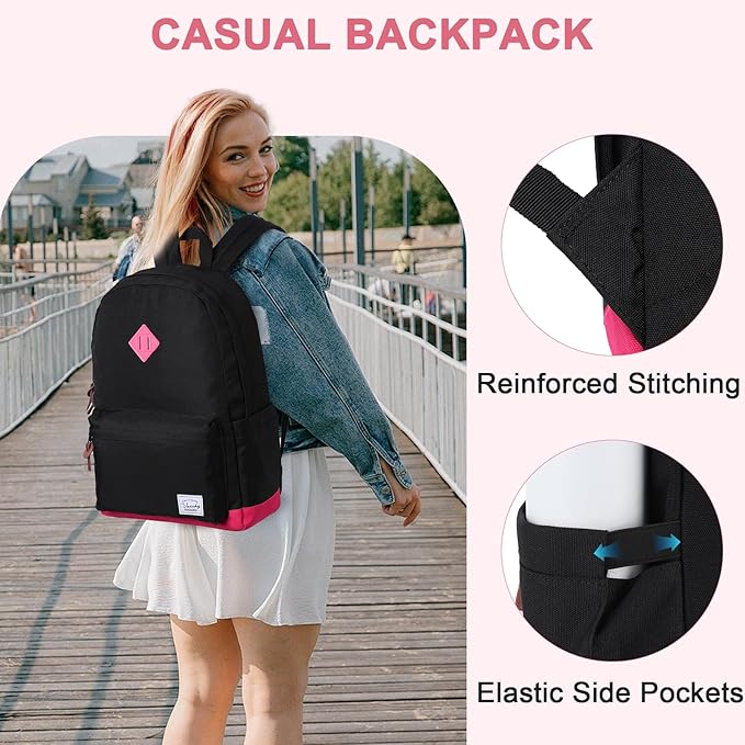 Backpack for Men Women,VASCHY Classic Water-resistant Lightweight Travel School Backpack Casual Daypack