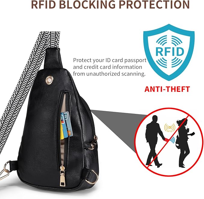 Crossbody Bags for Women Anti Theft Small Sling Handbag with Zipper Lock Vegan Leather RFID Blocking Chest Pure