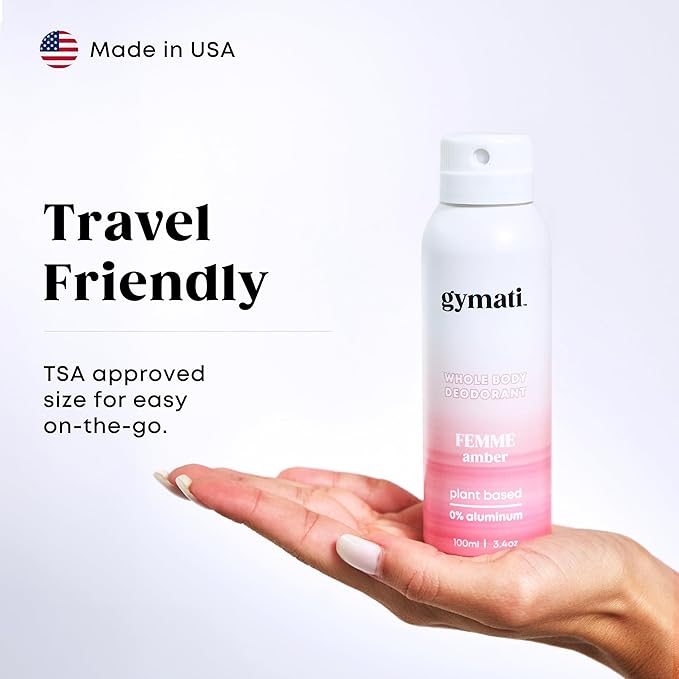 Fitness Deodorant Spray - Men & Women - Aluminum-Free - All Day Ultimate Odor Protection - Built For Sweat - Air-Powered - Vegan & Plant-Based - Made in USA -Femme -3.4oz Travel Size -3 Pack