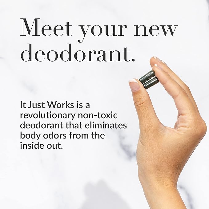 It Just Works All Natural Full Body Deodorizing Supplement for Underarms and Private Parts | Vegan & Organic Deodorant That Works from The Inside Out (365 Count)