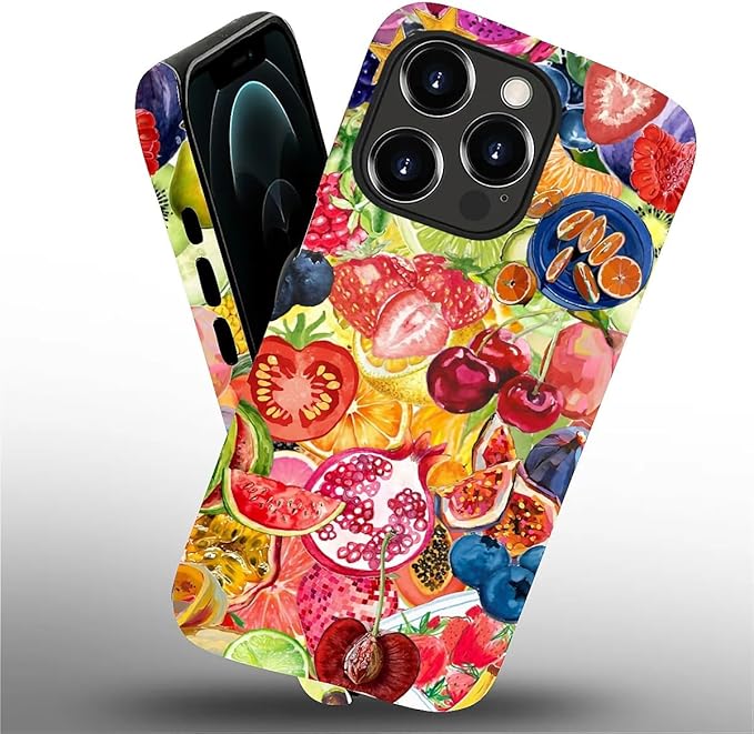 Case for iPhone 12 Pro Max,Summer Fruit Collage for Woman Men Full Body Protective Cover Shockproof 2 in 1 Silicone + Hard PC Case for iPhone 12 Pro Max