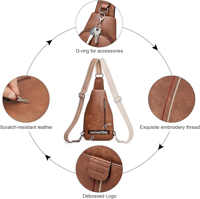 Womens Sling Bag Crossbody Bags for Women Vegan Leather Sling Backpack Daypack Fanny Pack Crossbody Purse Travel