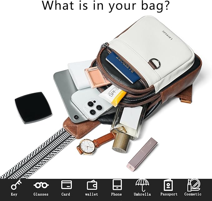 7L Sling Bag for Women Men Vegan Leather Crossbody Bags Fanny Pack Purse Backpack Over Shoulder Bag Travel Anti Theft