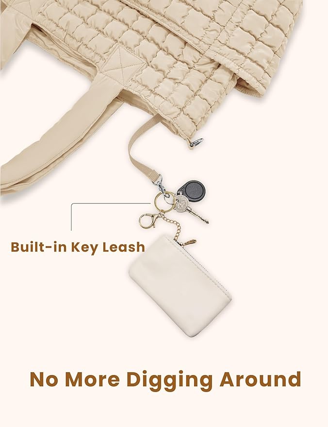 Yarnic Large Puffer Tote Bag for Women, Lightweight 21L Bag with 7 Pockets for School, Travel, Work, Gym Overnight Use