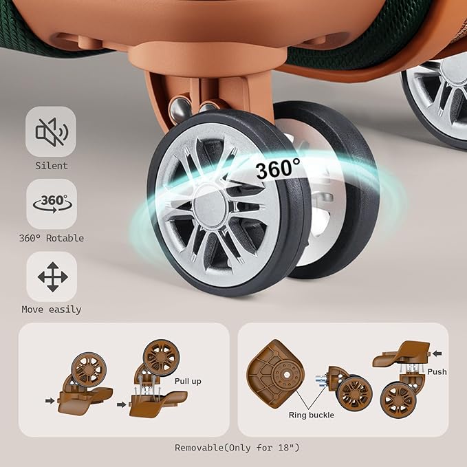 Melalenia Luggage Sets 3 Piece, Hard Shell Carry on Suitcase with Spinner Wheels and TSA Lock, Travel Lightweight Luggage Set for Women, Green Brown