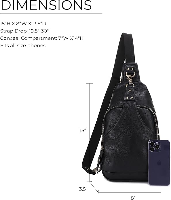 JESSIE & JAMES Brooke Unisex Concealed Carry Sling Bag Crossbody Backpack Purse