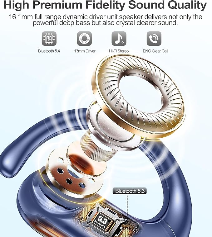 MOZOTER Wireless Earbuds Bluetooth Headphones Sport,Over Ear Buds with Deep Bass Sound,60Hrs Playtime Earphones Redesigned Comfort Fit with Earhooks for Running,Meeting,Workout- Green